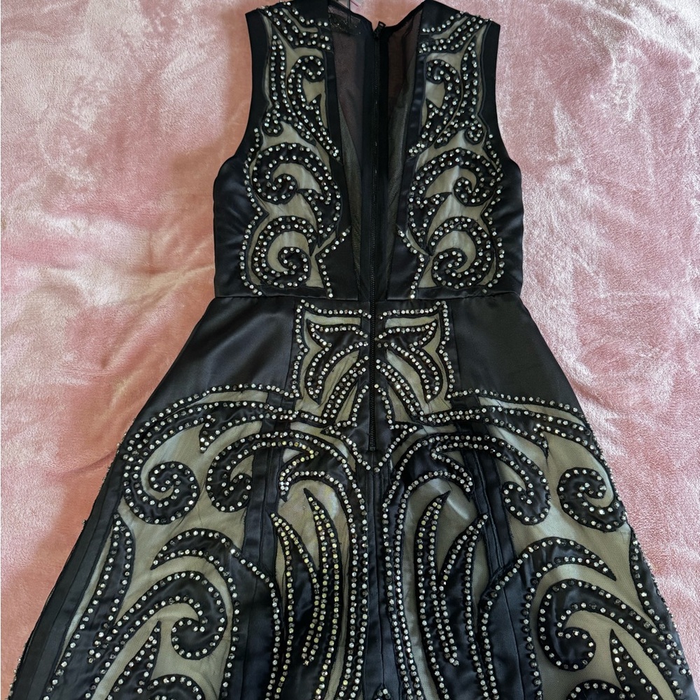 NWT: Alice + Olivia Black Rhinestone Cocktail Dress - Picture 9 of 10